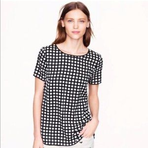 J. Crew Tipped Silk Tee in Windowpane
